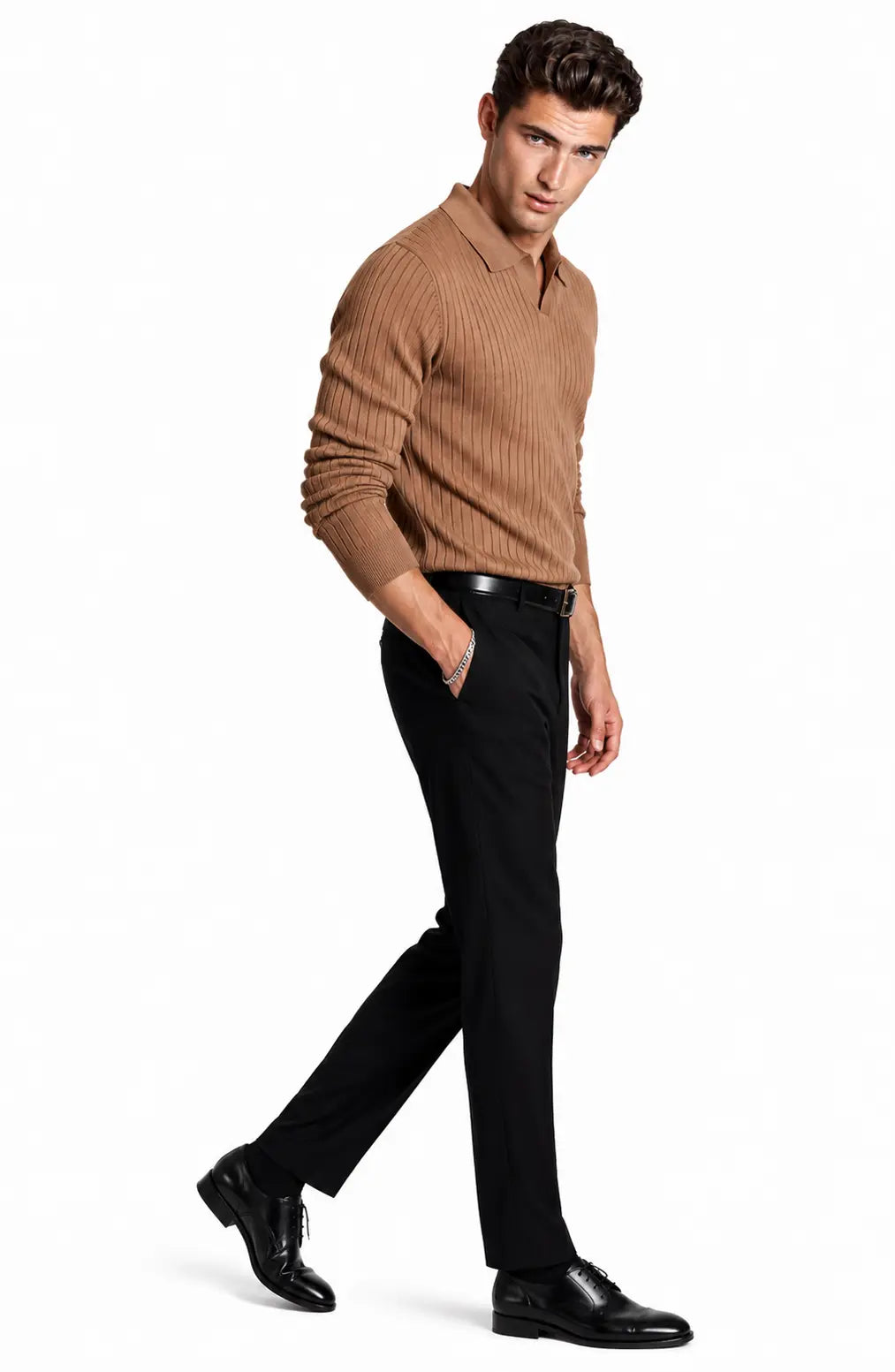Jovera Joyce Auremont Ribbed Polo Knit Pullover Jovera Joyce