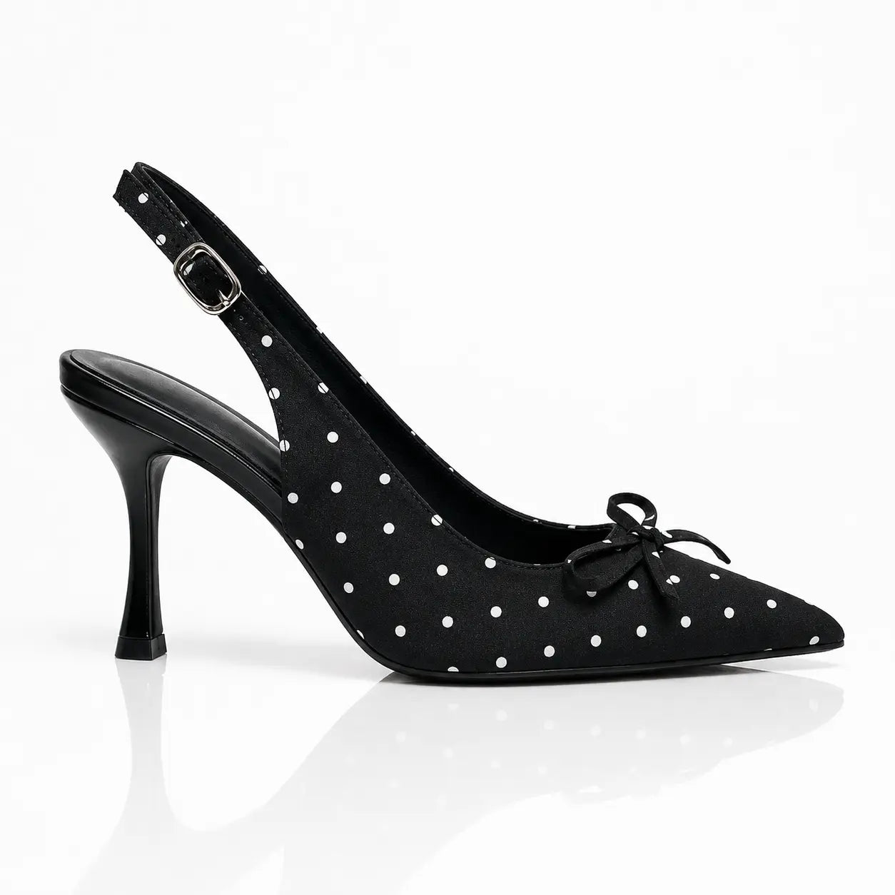 2026 Spring Summer New Arrival French Luxury Polka Dot Pointed Toe Backless Sandals, Women Elegant Stiletto Closed Toe Trendy Heels Jovera Joyce