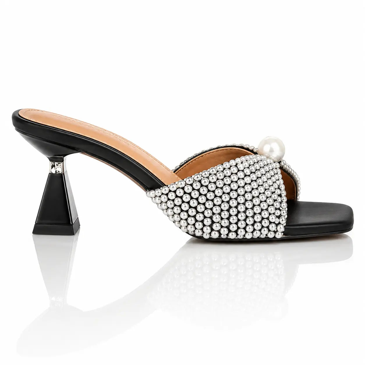 Fashionable And Versatile Pearl Commuting Temperament With Slim Heels And Exposed Toes, Cool Slippers, Half Slippers Jovera Joyce