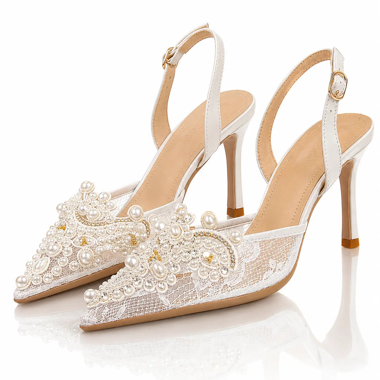 Women's Lace Fashion High Heels Pearls Jovera Joyce