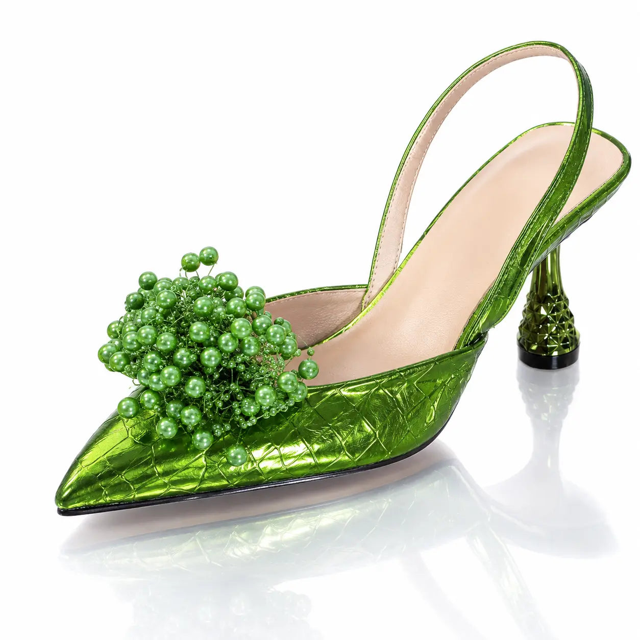Fashionable Pearl-flower-shaped Square-bead Stiletto Sandals With A Pointed Toe And Ankle Strap For Women Jovera Joyce