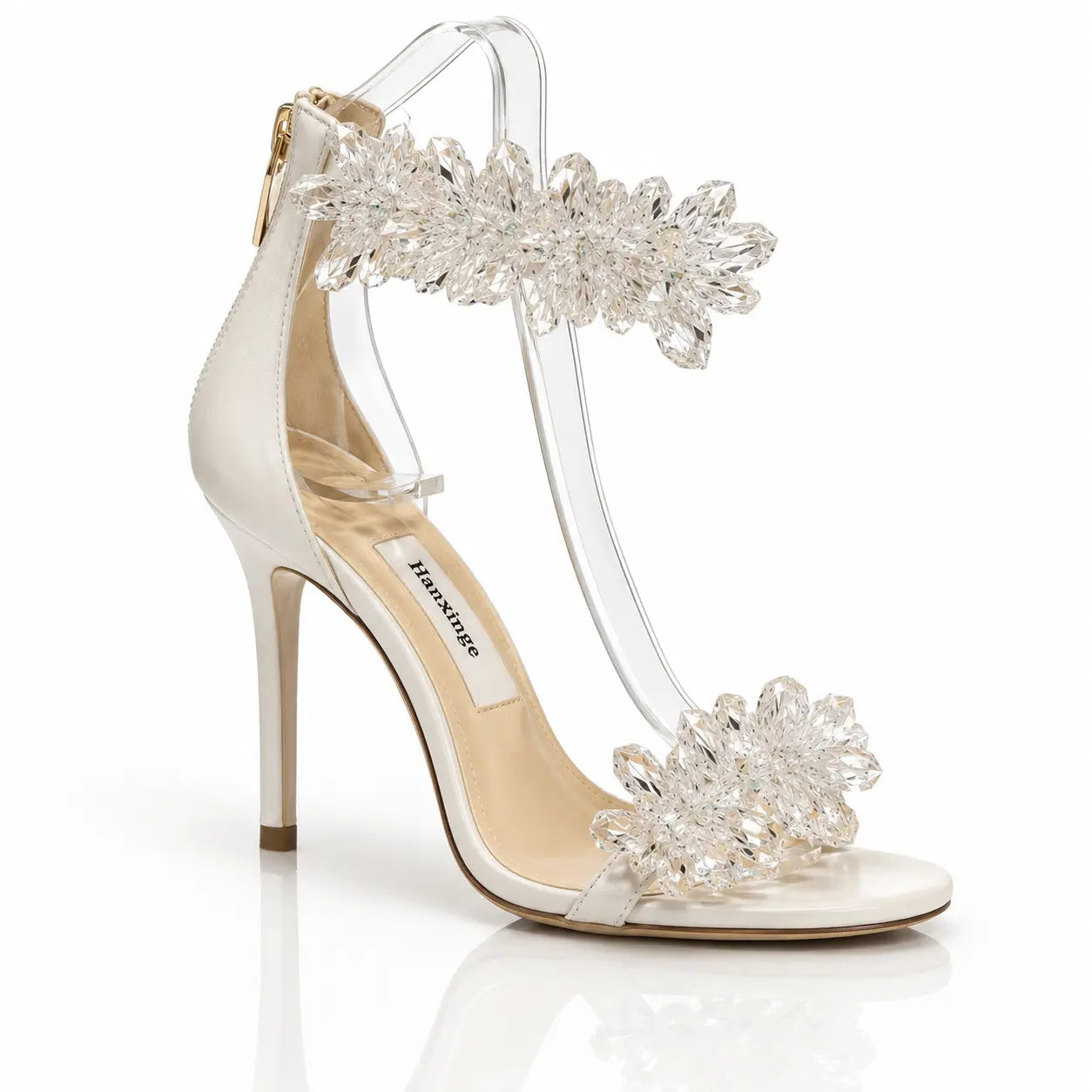 Women's Style Rhinestone Flower White High Heels Jovera Joyce