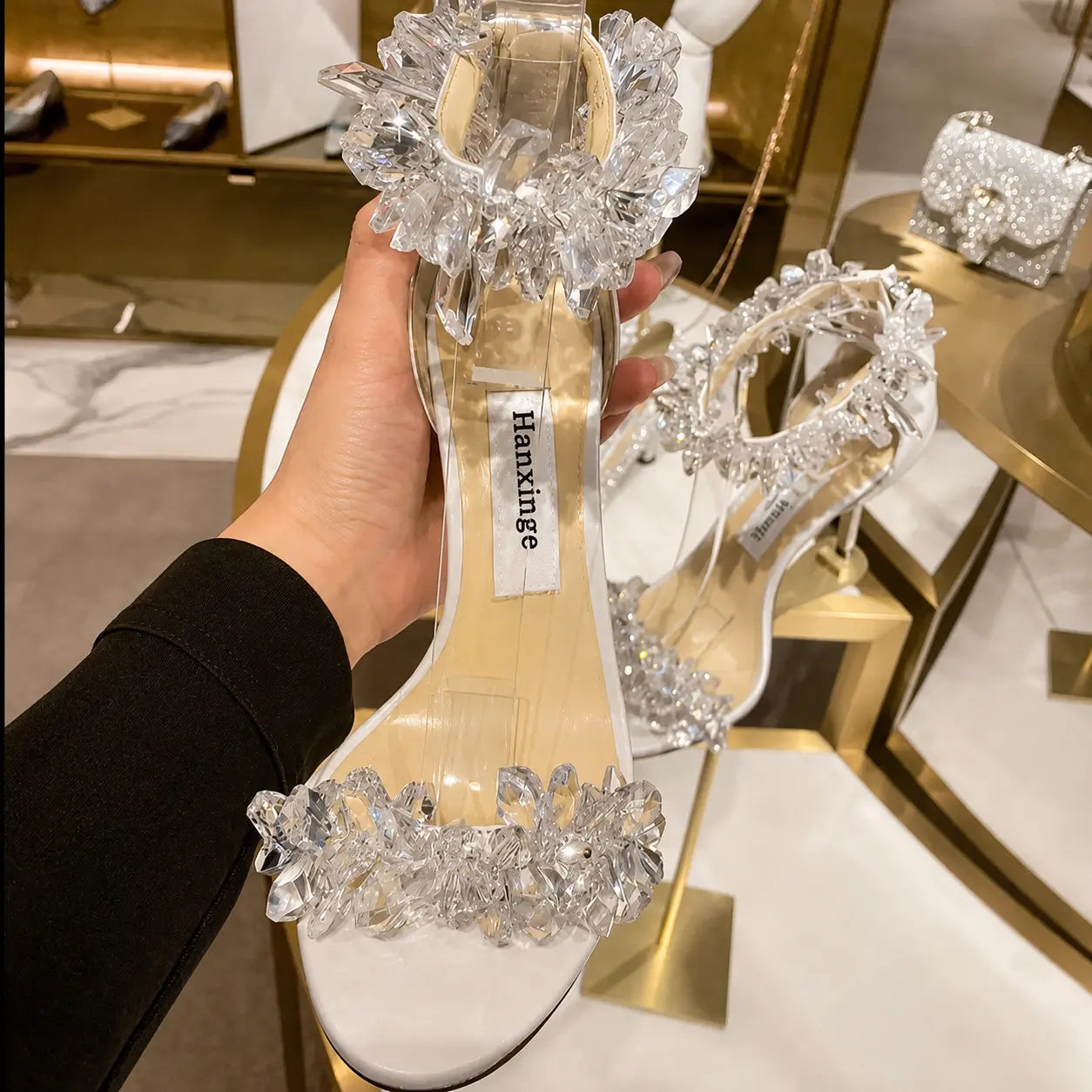 Fleur de Glace Crystal Sandals Jovera Joyce