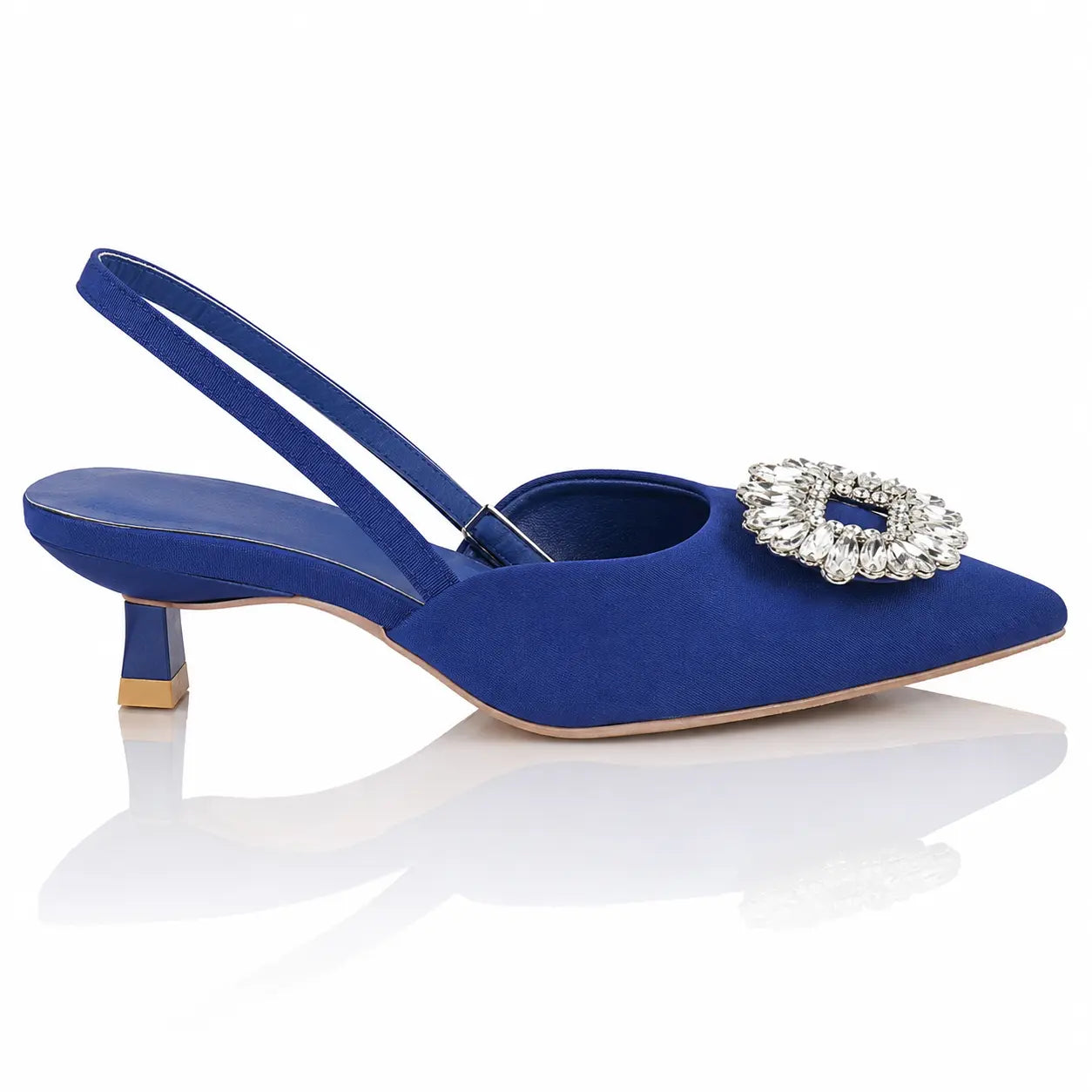 Crystal Buckle Slingback Heels Jovera Joyce