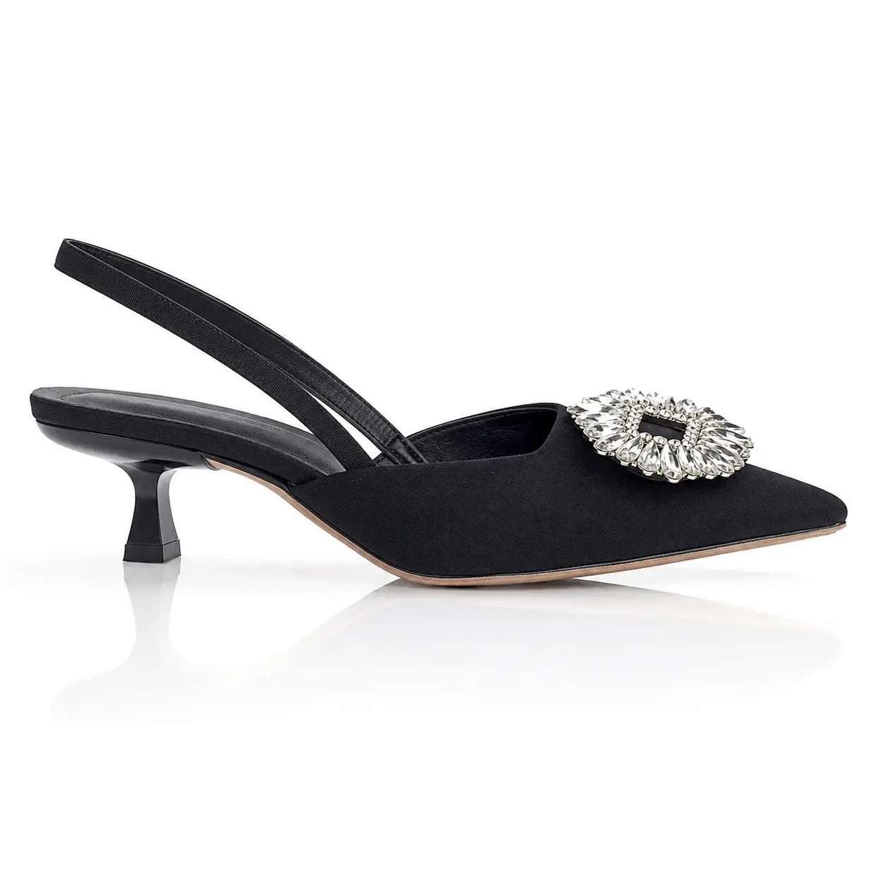 Crystal Buckle Slingback Heels Jovera Joyce