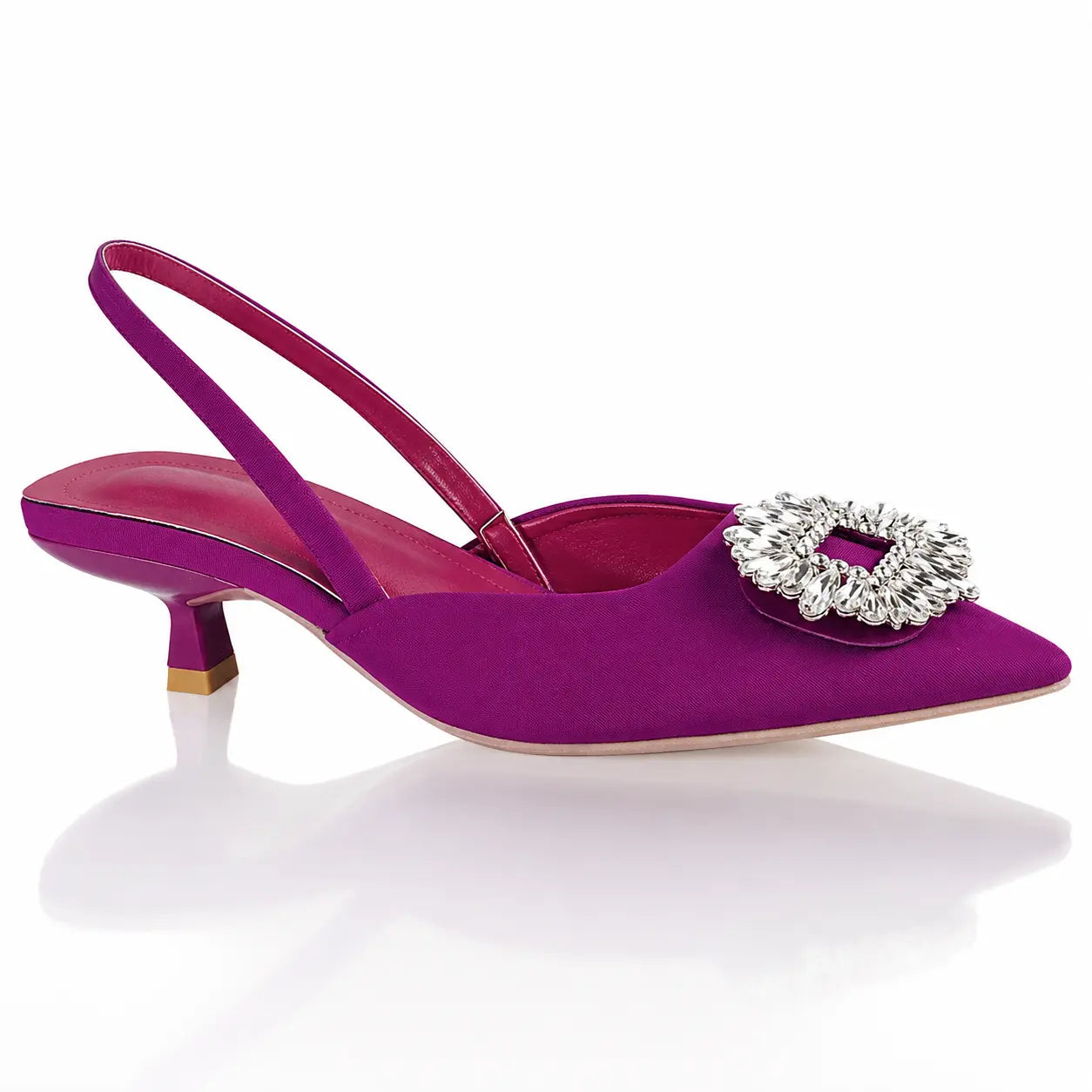 Crystal Buckle Slingback Heels Jovera Joyce