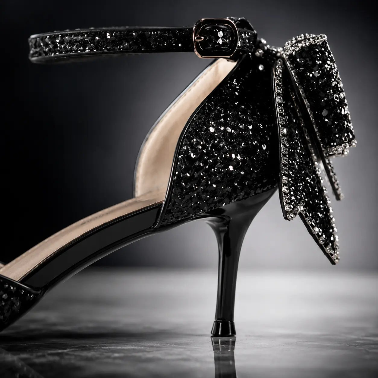 Glitter Bow Stiletto Pumps Jovera Joyce