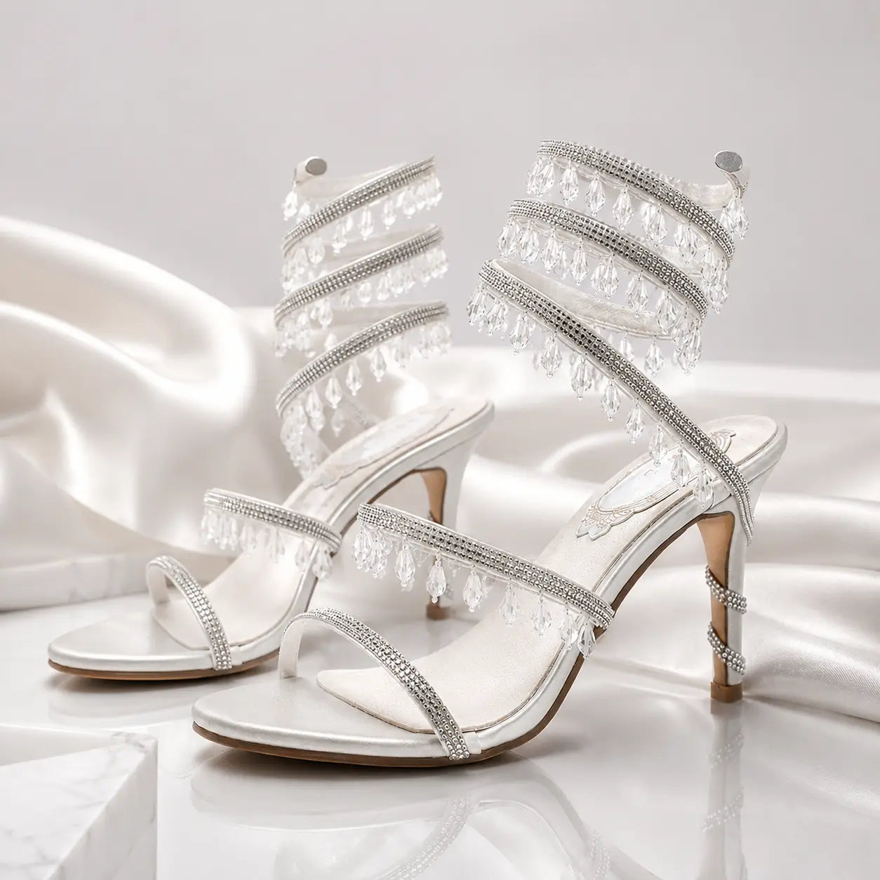 Crystal Cascade Wrap Sandals Jovera Joyce