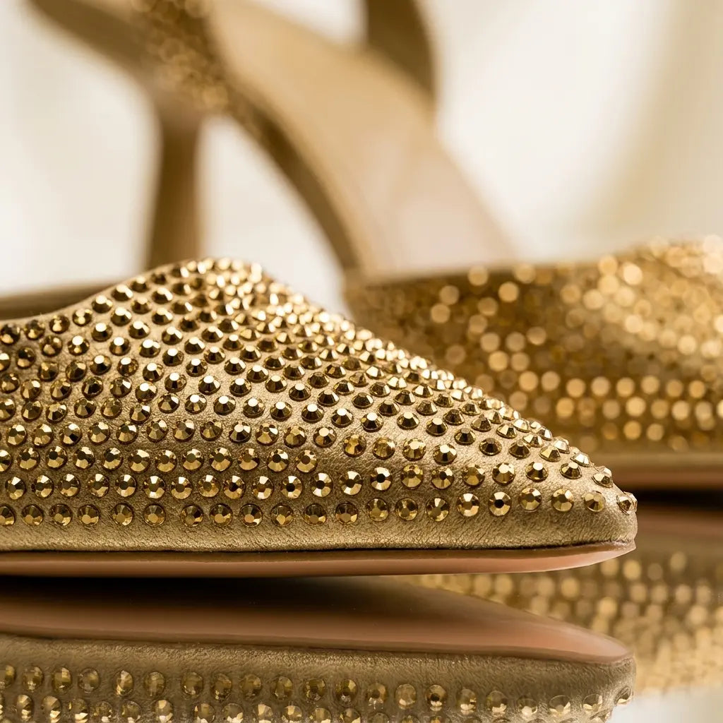 Celeste Crystal Slingback Heels Jovera Joyce