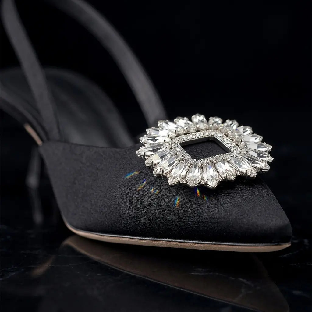 Crystal Buckle Slingback Heels Jovera Joyce