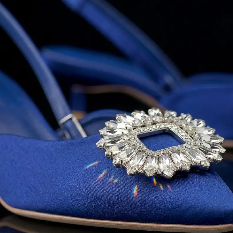Crystal Buckle Slingback Heels Jovera Joyce