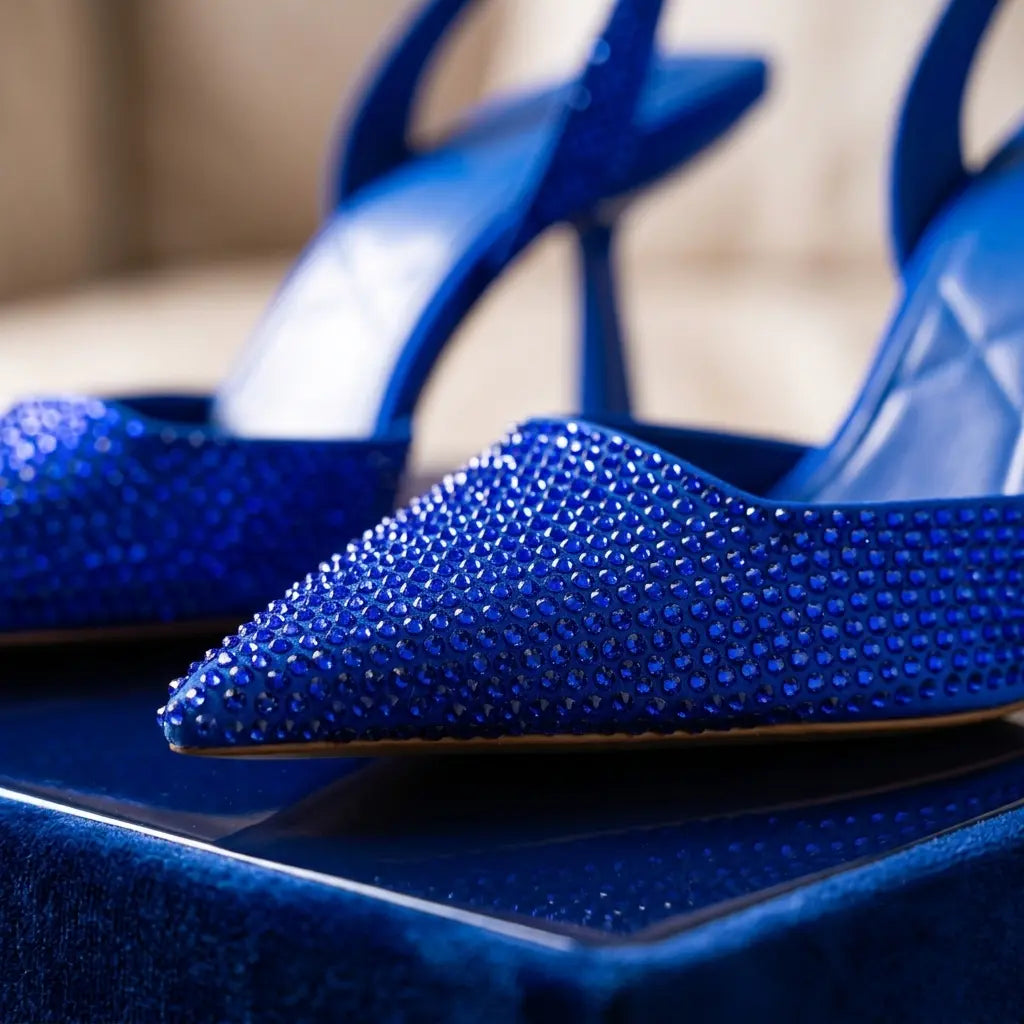 Celeste Crystal Slingback Heels Jovera Joyce