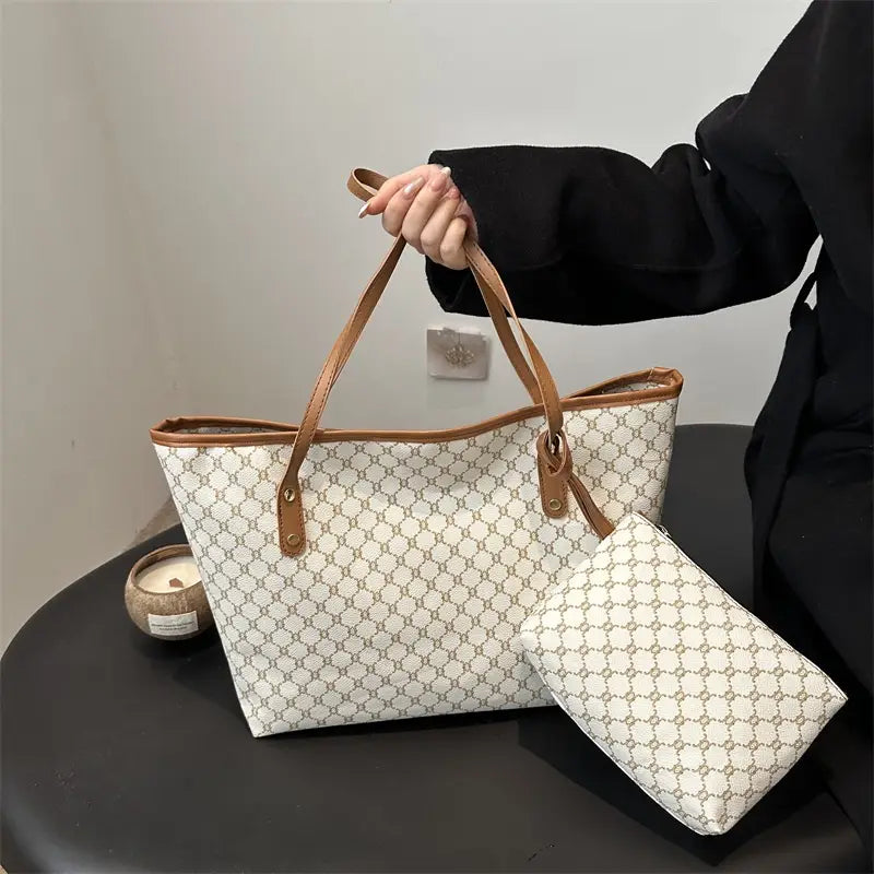 Women's 2-Piece Retro Plaid Tote Bag Set