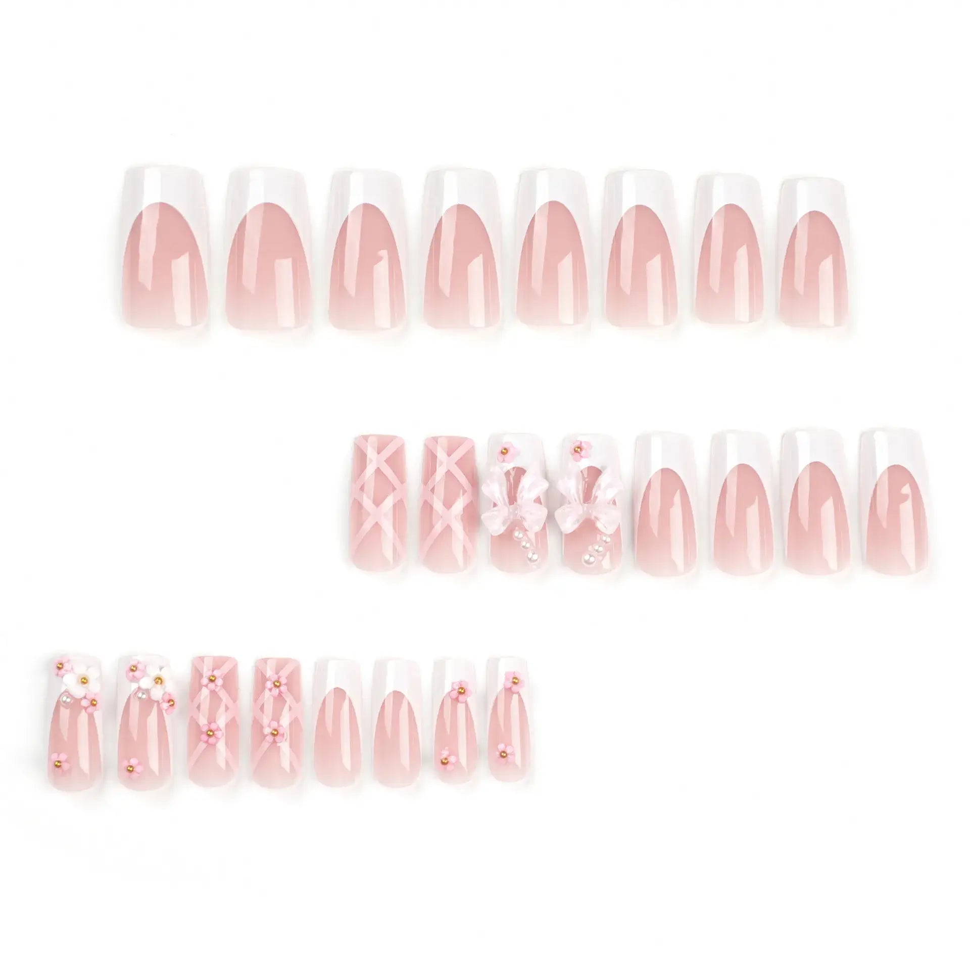 Pink Bow Nail Art Set for Women