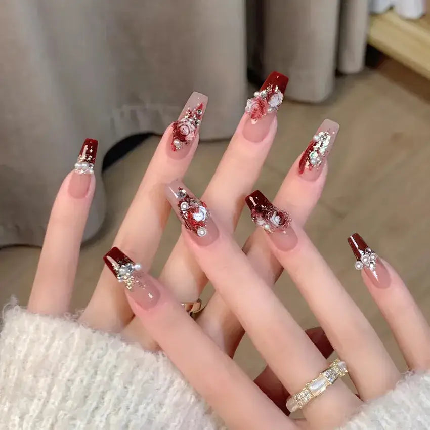 New Nail Art Wear Armor Rose Nail Patch A66