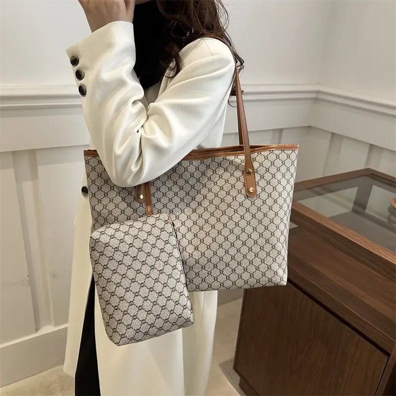 Women's 2-Piece Retro Plaid Tote Bag Set