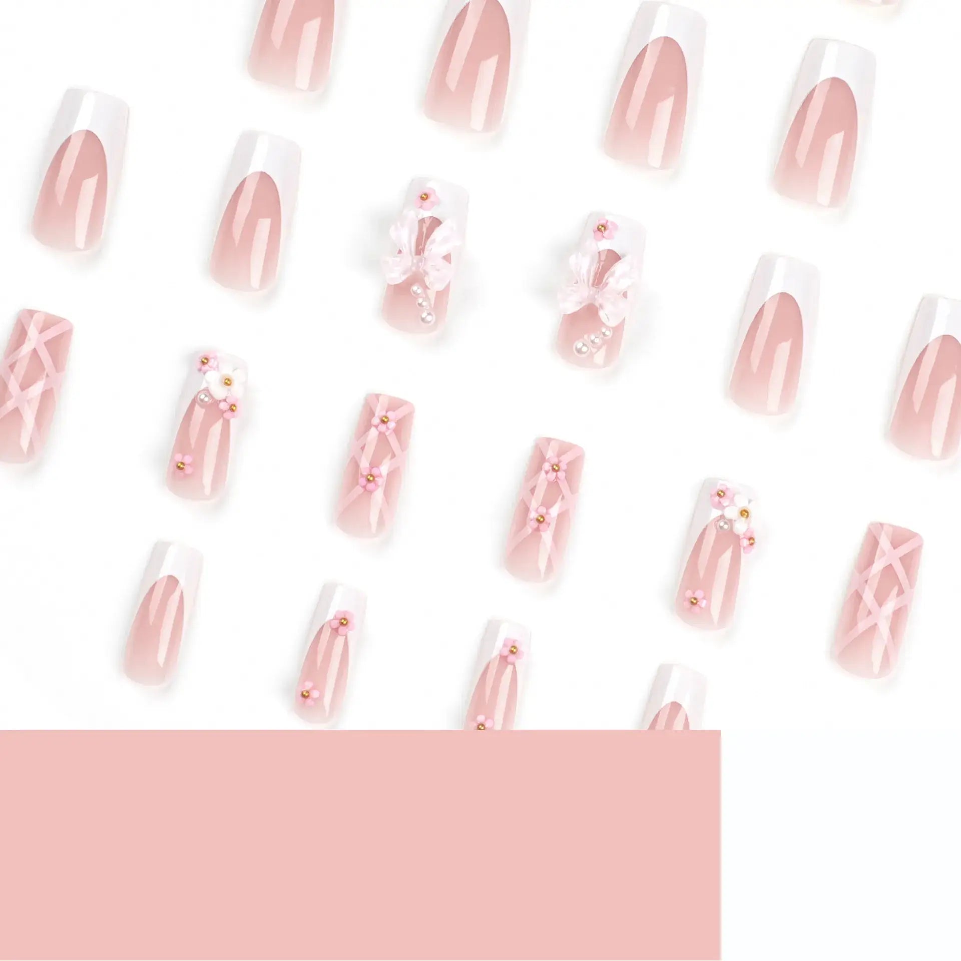 Pink Bow Nail Art Set for Women