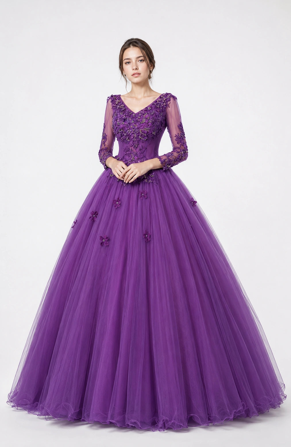 Jovera Joyce Violette Royale Embellished Evening Dress