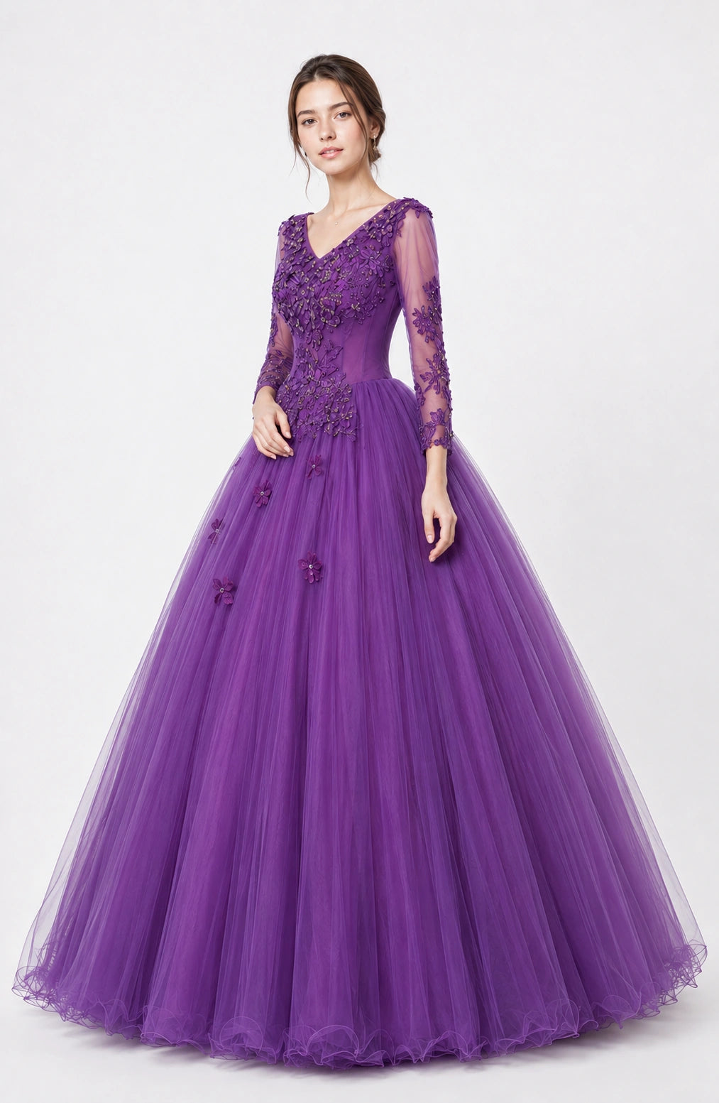 Jovera Joyce Violette Royale Embellished Evening Dress