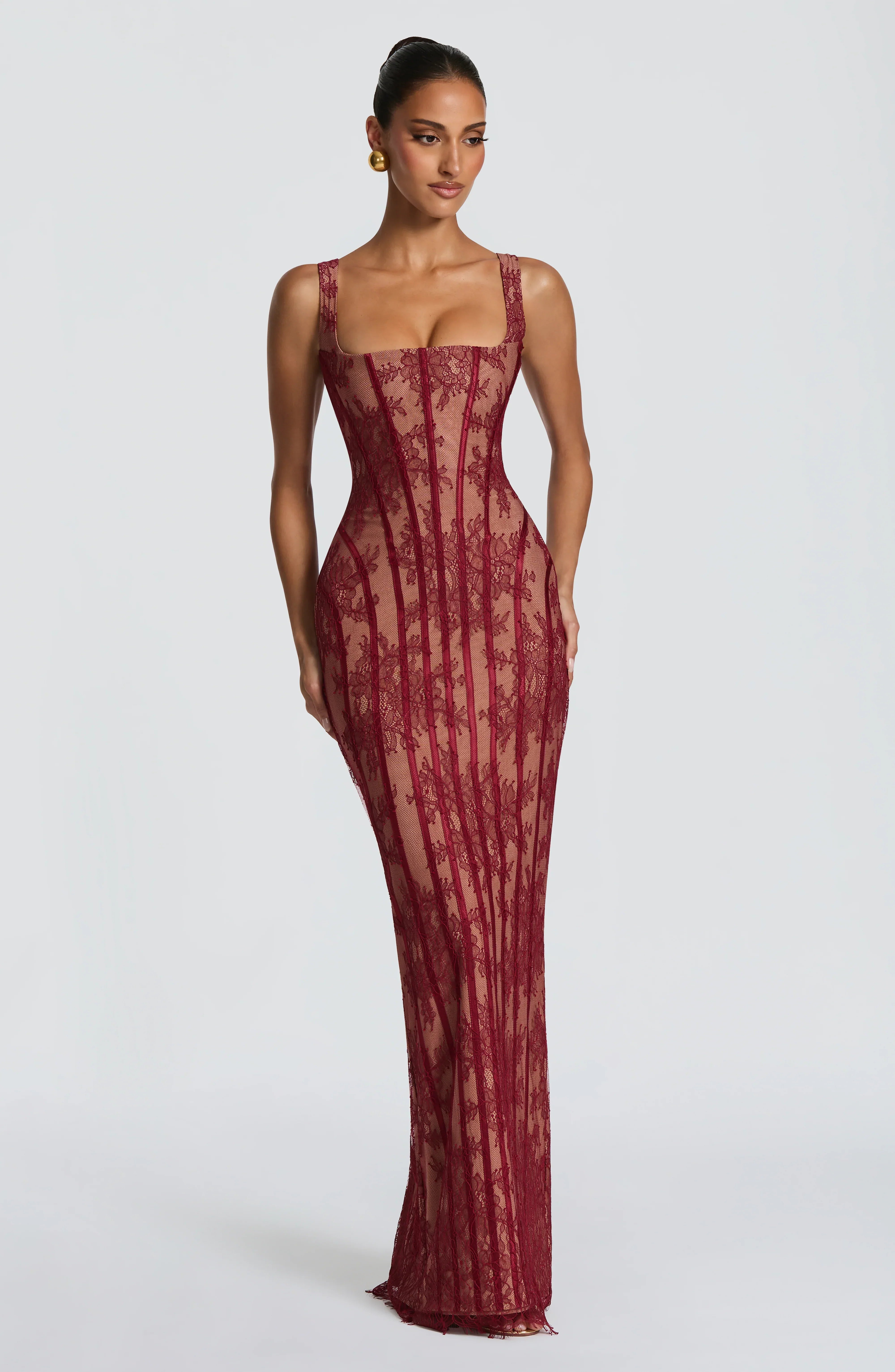 Womens Mesh Vertical-striped Sheath Dress Jovera Joyce