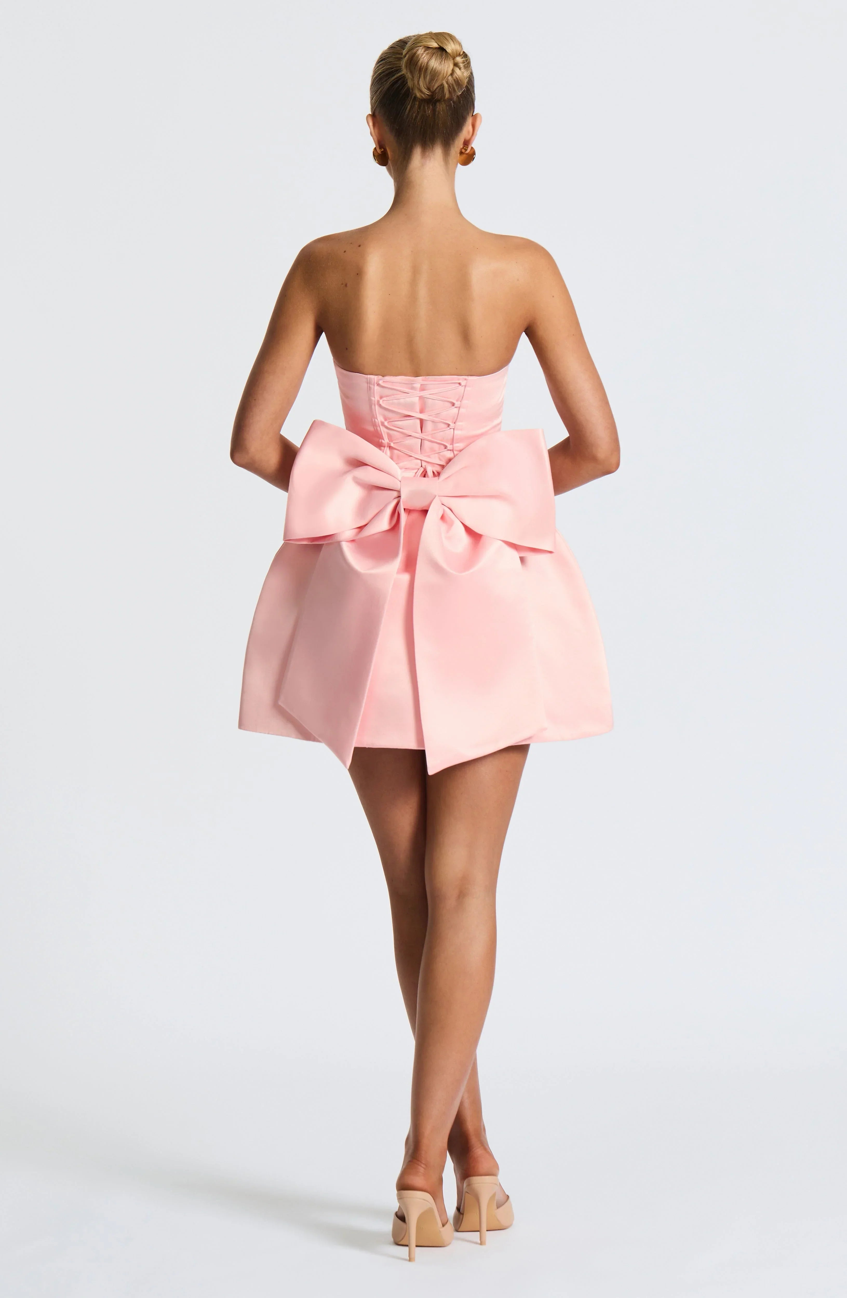 Backless Bow Satin Evening Mini Dress For Women Jovera Joyce