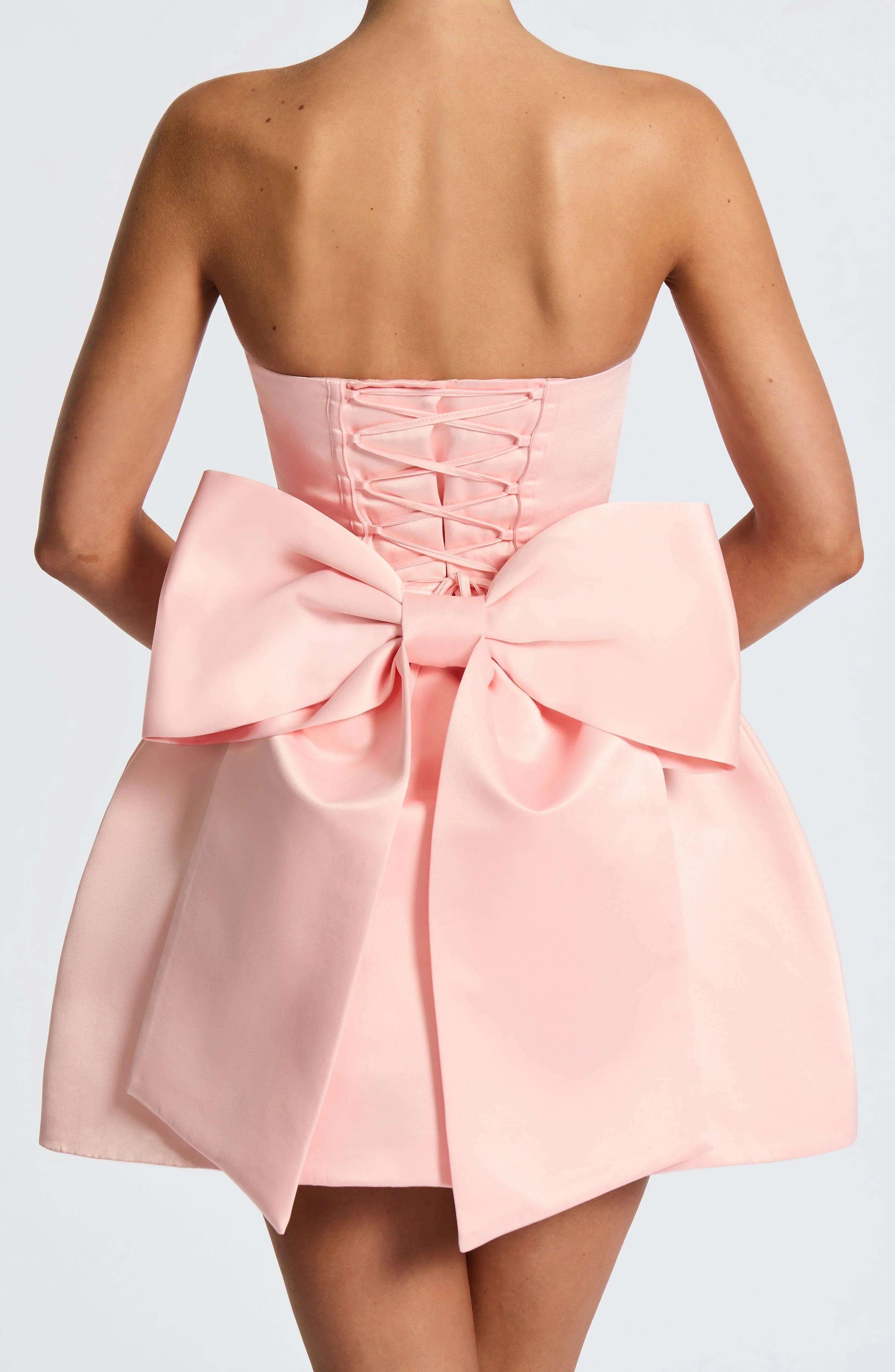 Backless Bow Satin Evening Mini Dress For Women Jovera Joyce