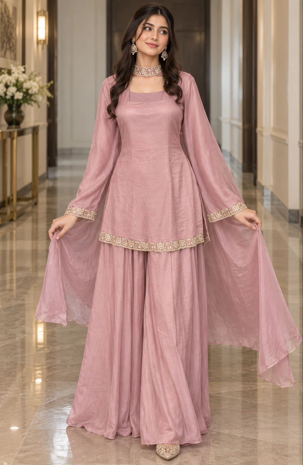 Jovera Joyce Blush Pink Sharara Ensemble