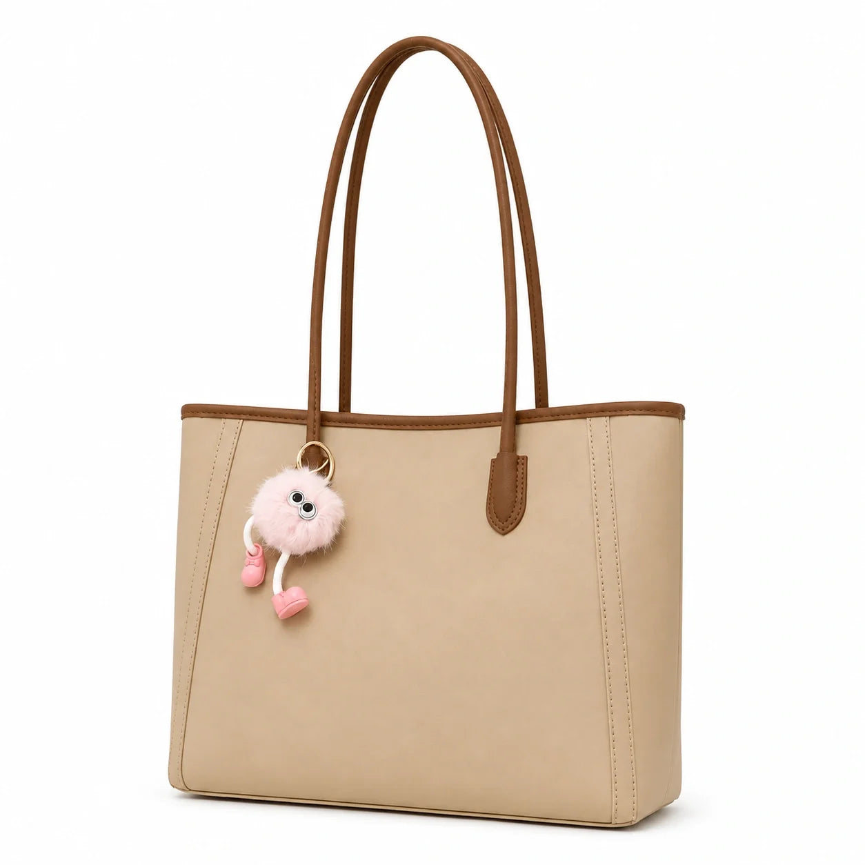 Jovera Joyce Élise Grande Structured Tote with Pink Pom-Pom Gift Charm