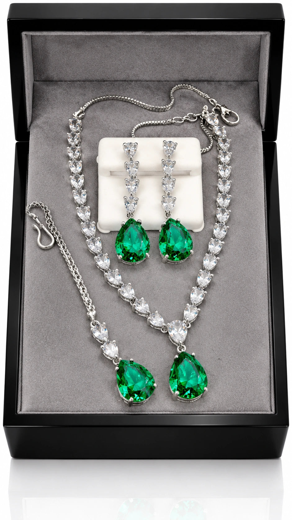 Jovera Joyce Emerald Élégance Teardrop Crystal Ensemble