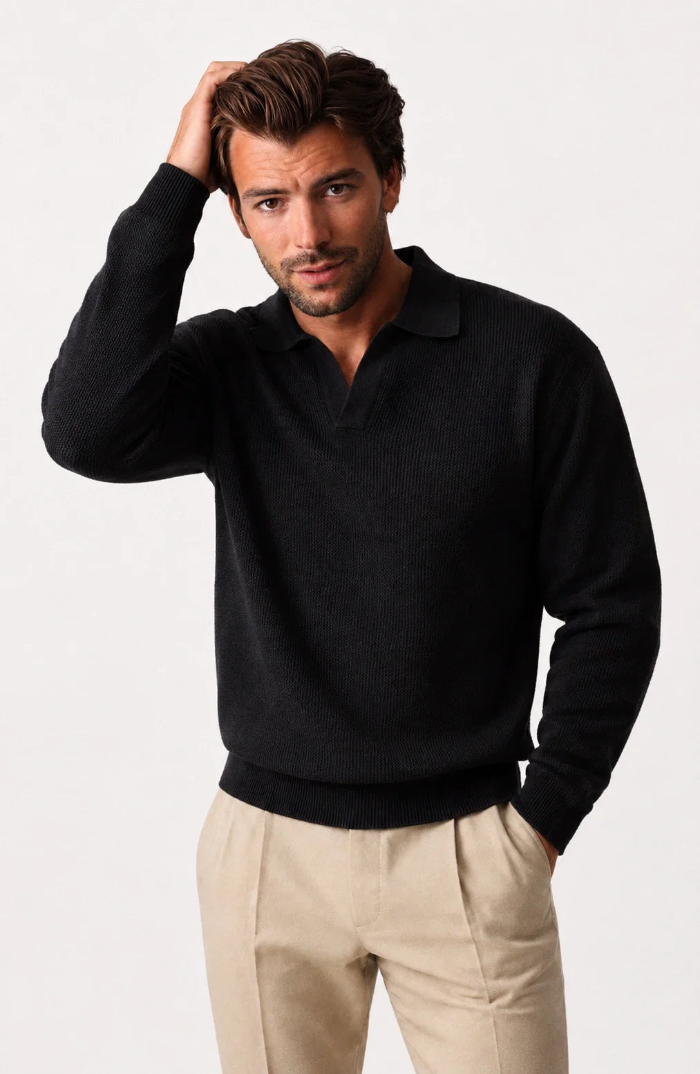 Jovera Joyce Auremont Long-Sleeve Knit Polo