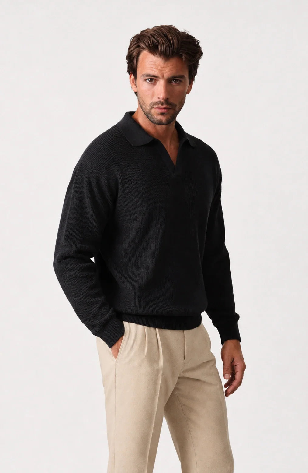 Jovera Joyce Auremont Long-Sleeve Knit Polo
