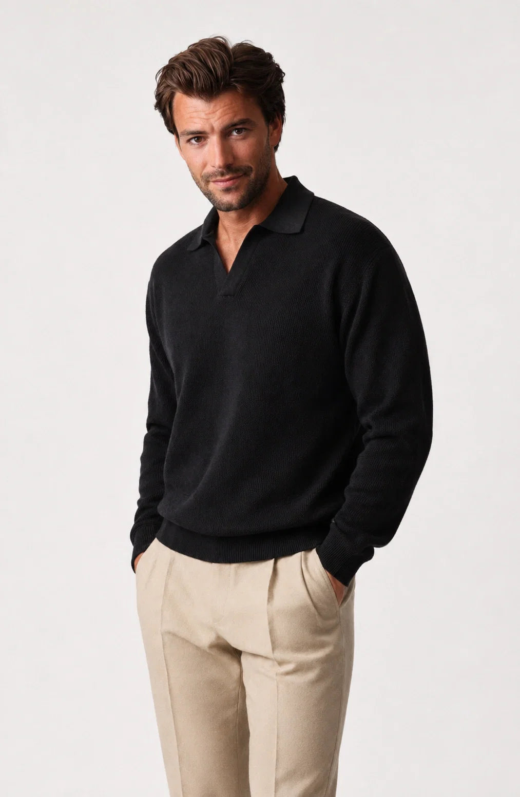Jovera Joyce Auremont Long-Sleeve Knit Polo