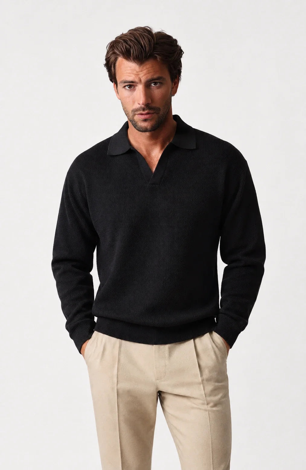 Jovera Joyce Auremont Long-Sleeve Knit Polo
