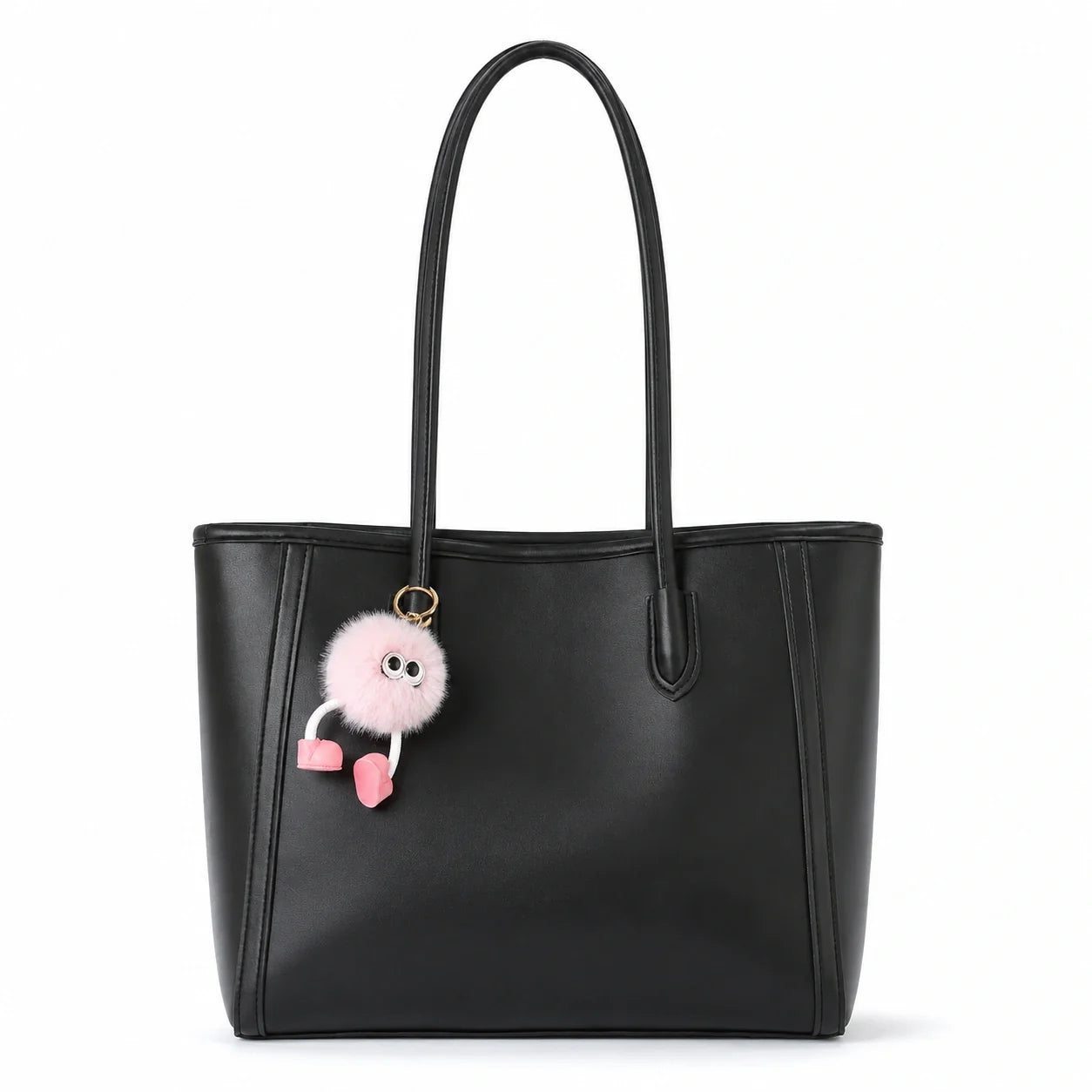 Jovera Joyce Élise Grande Structured Tote with Pink Pom-Pom Gift Charm