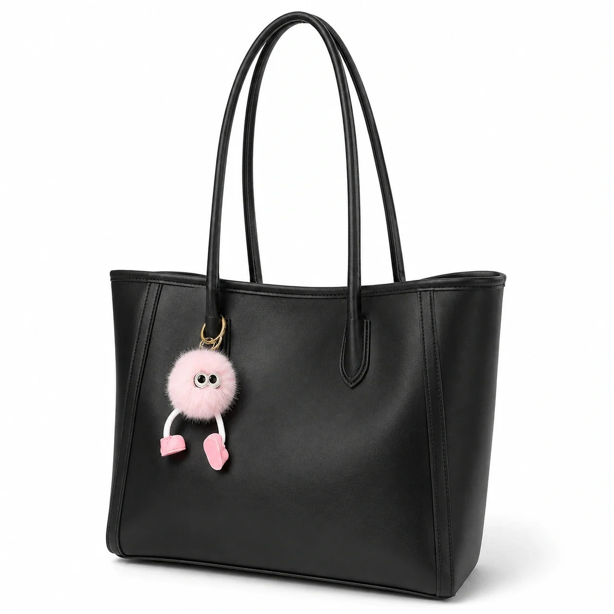 Jovera Joyce Élise Grande Structured Tote with Pink Pom-Pom Gift Charm