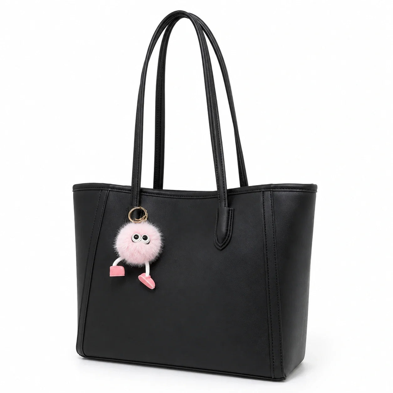 Jovera Joyce Élise Grande Structured Tote with Pink Pom-Pom Gift Charm