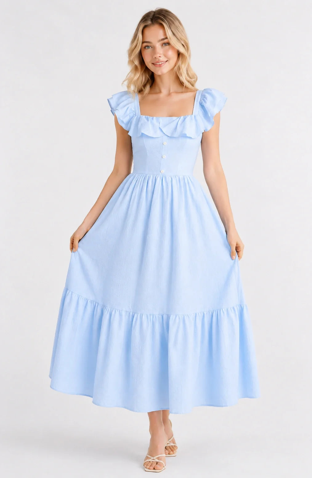 Jovera Joyce Lumière Belle Ruffle Maxi Dress
