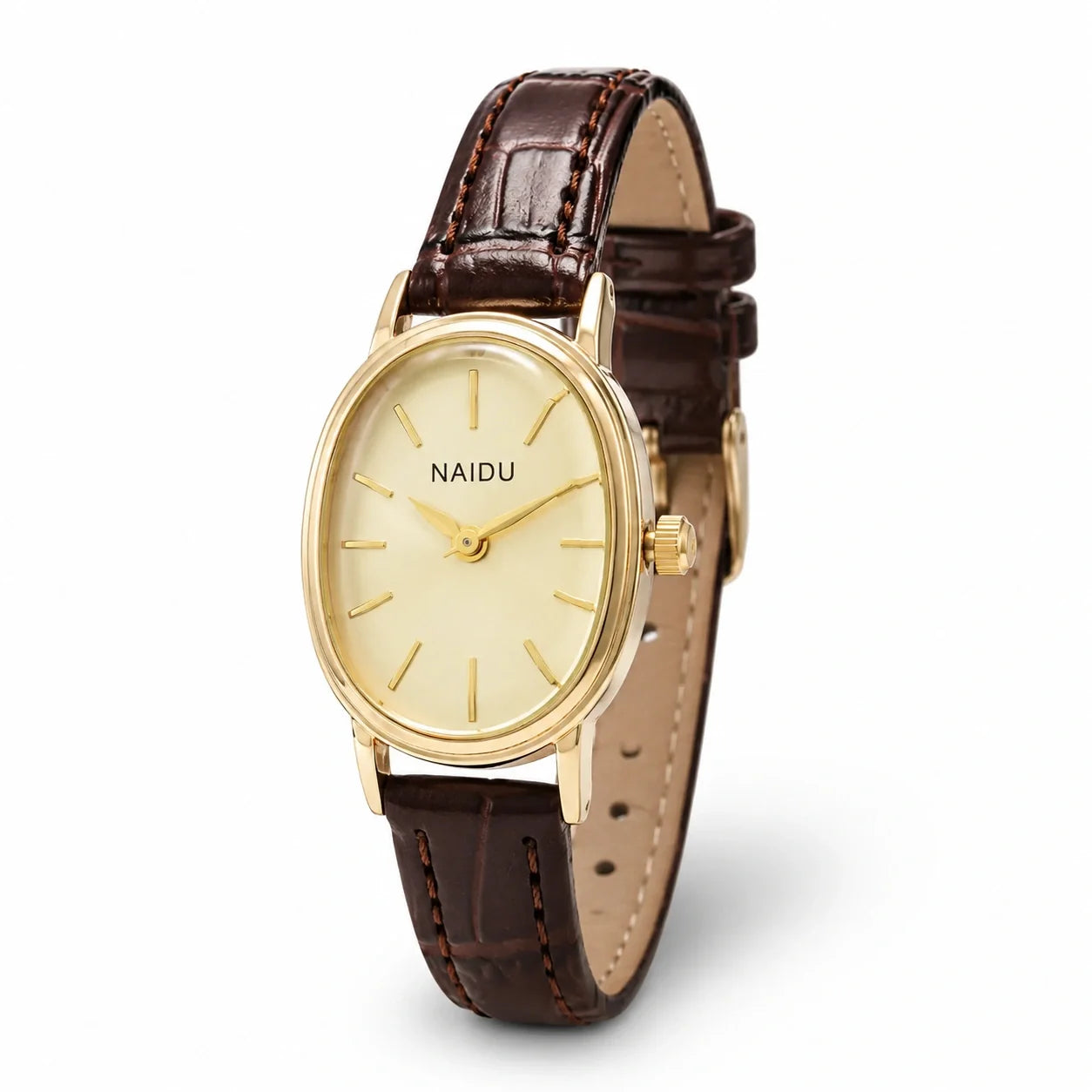 Jovera Joyce Élan Ovale Gold-Tone Classic Strap Watch