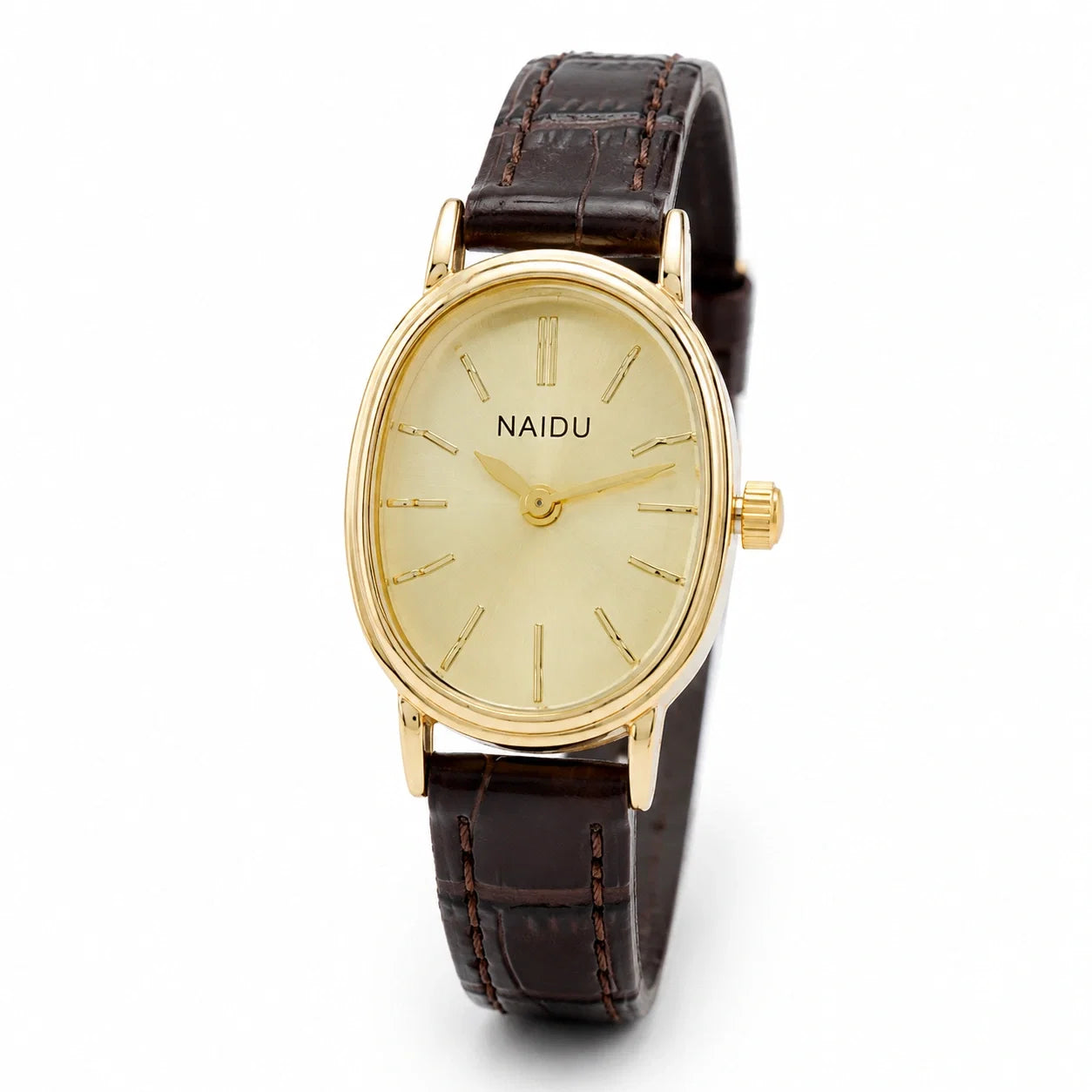 Jovera Joyce Élan Ovale Gold-Tone Classic Strap Watch