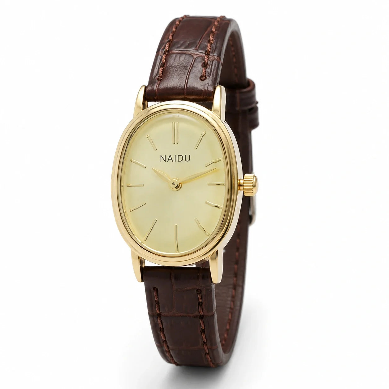 Jovera Joyce Élan Ovale Gold-Tone Classic Strap Watch
