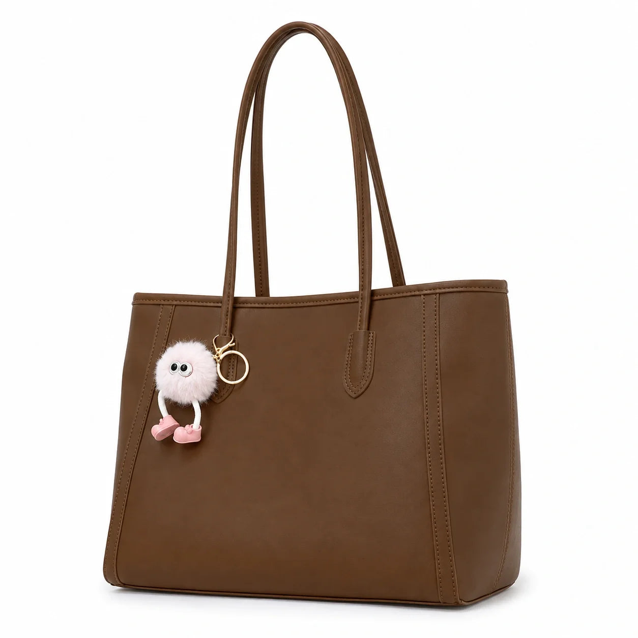 Jovera Joyce Élise Grande Structured Tote with Pink Pom-Pom Gift Charm