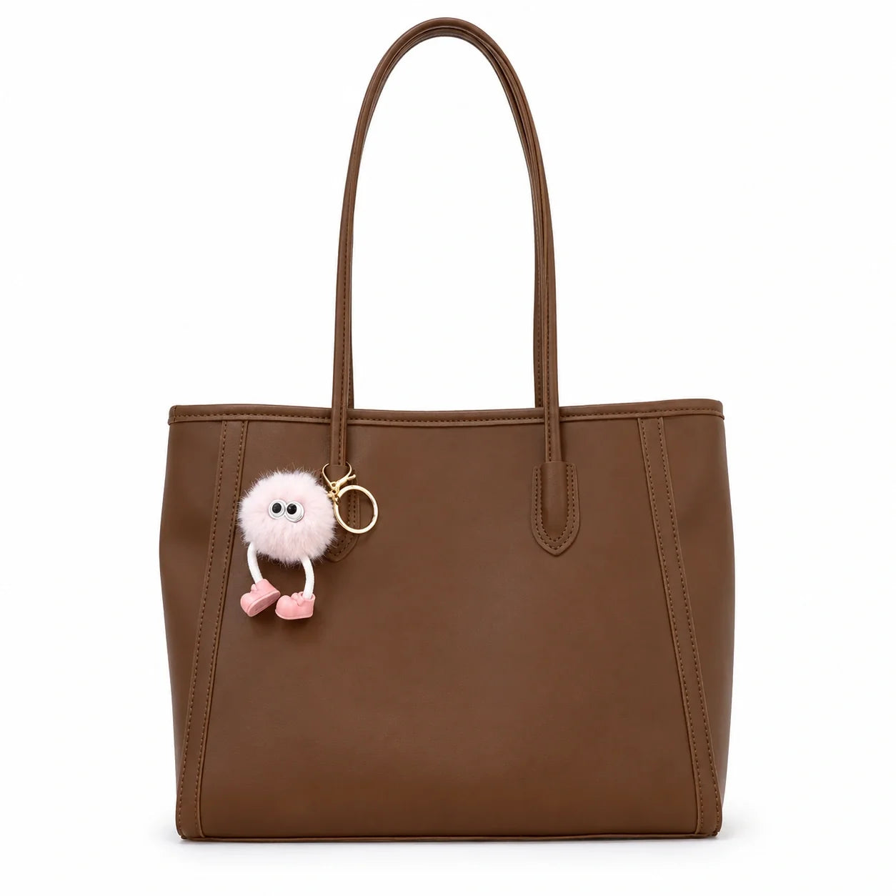 Jovera Joyce Élise Grande Structured Tote with Pink Pom-Pom Gift Charm