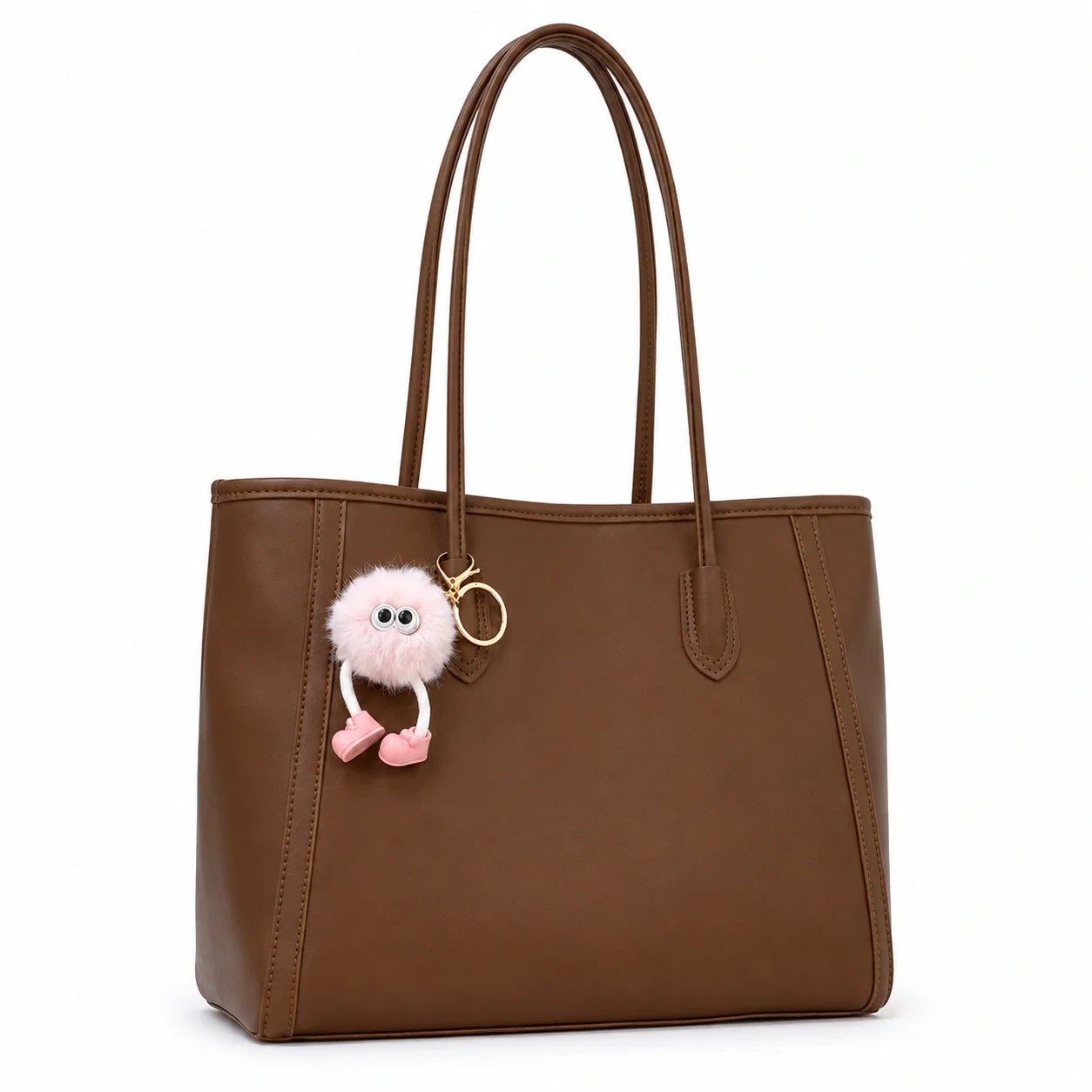 Jovera Joyce Élise Grande Structured Tote with Pink Pom-Pom Gift Charm