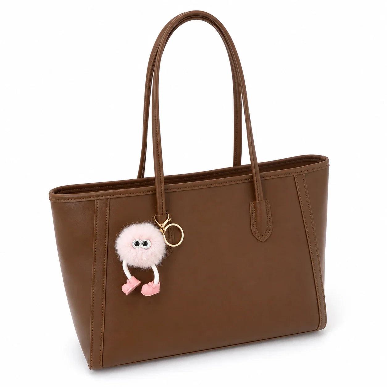 Jovera Joyce Élise Grande Structured Tote with Pink Pom-Pom Gift Charm