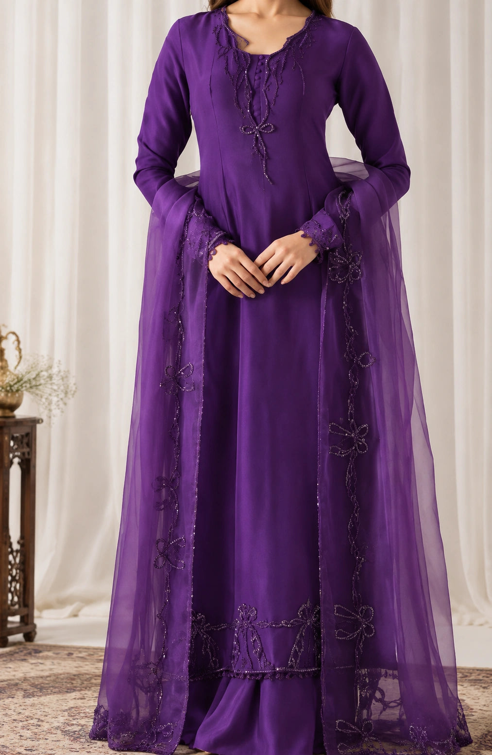 Jovera Joyce Amethyst Royale Embroidered Anarkali Ensemble