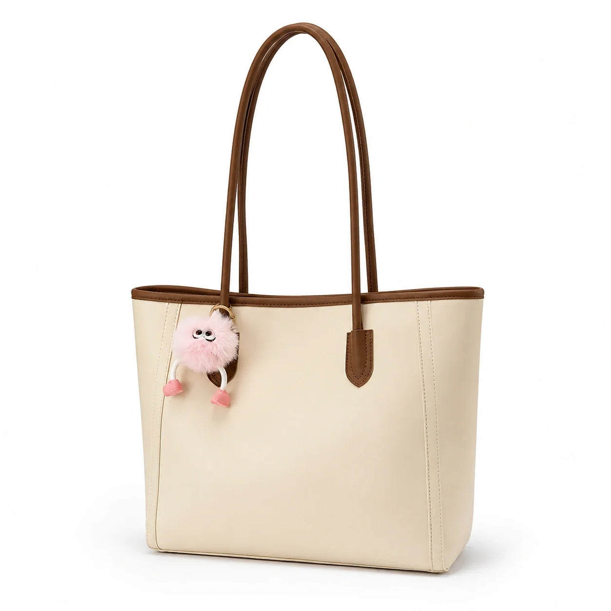 Jovera Joyce Élise Grande Structured Tote with Pink Pom-Pom Gift Charm