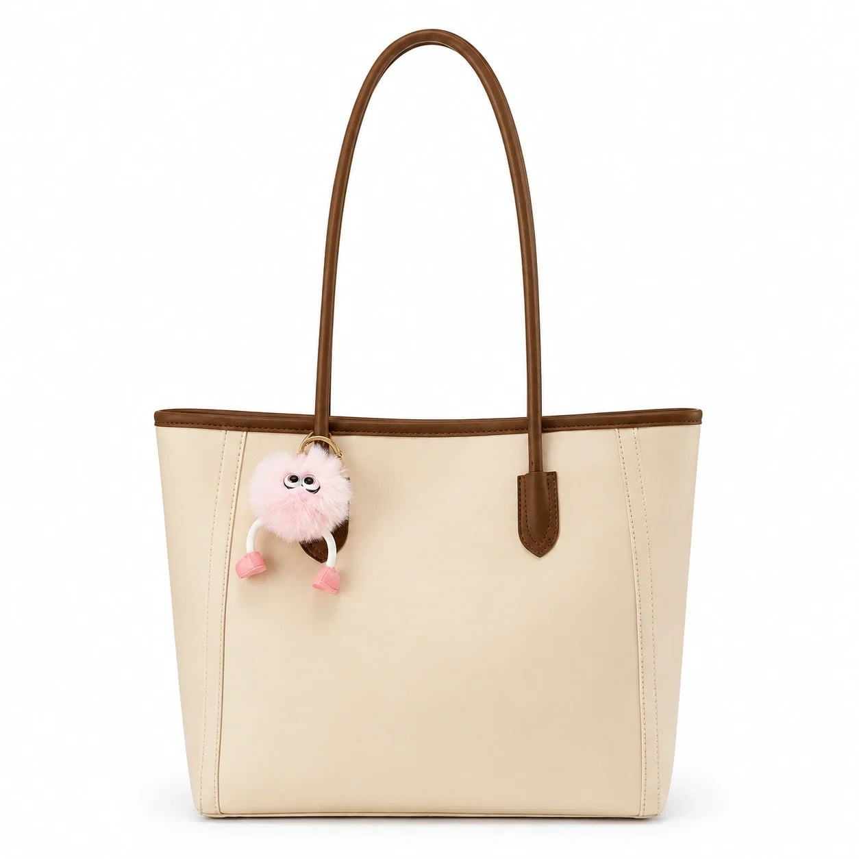 Jovera Joyce Élise Grande Structured Tote with Pink Pom-Pom Gift Charm