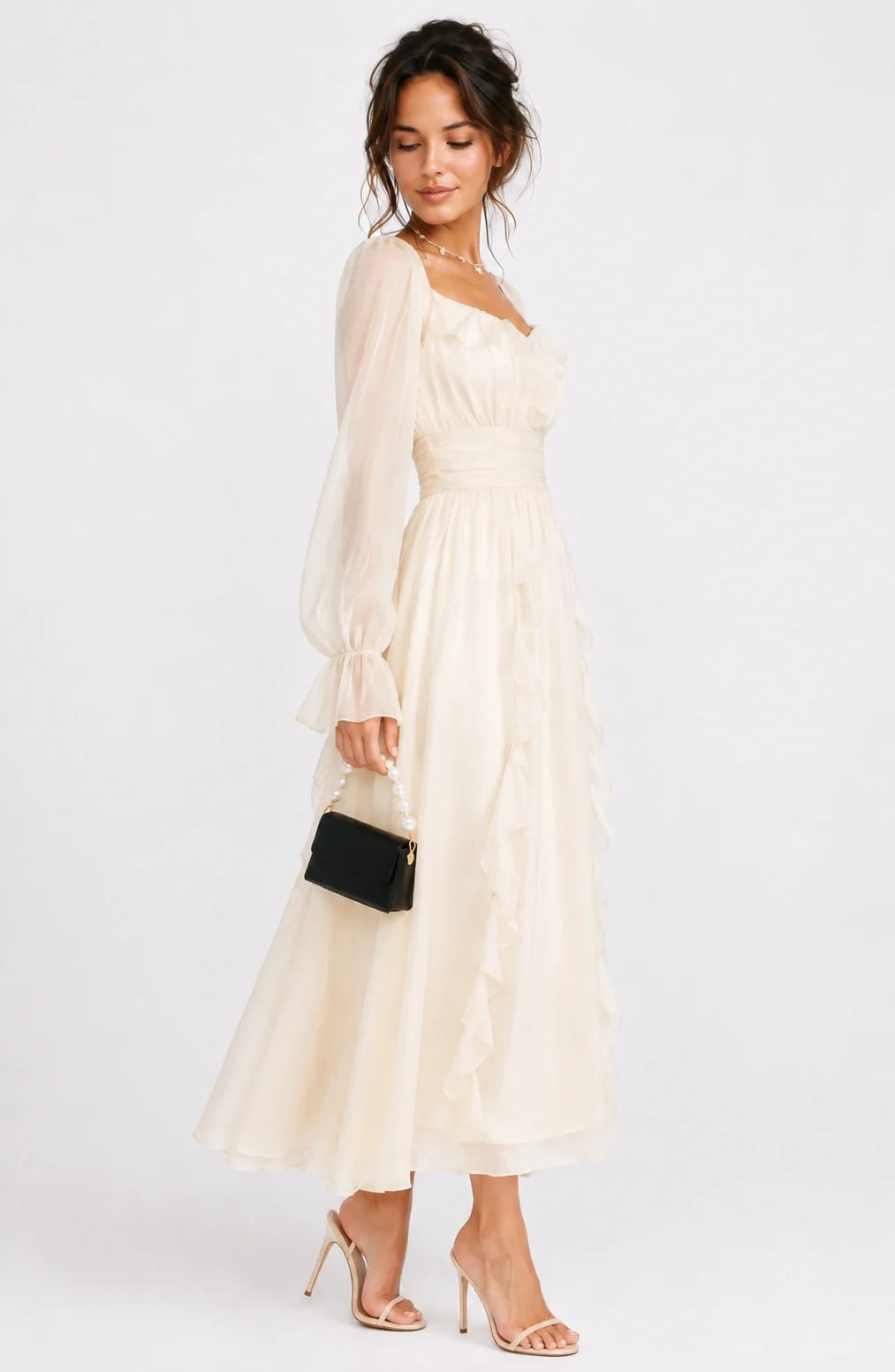 Jovera Joyce Lumière Ivoire Ruffle Maxi Dress