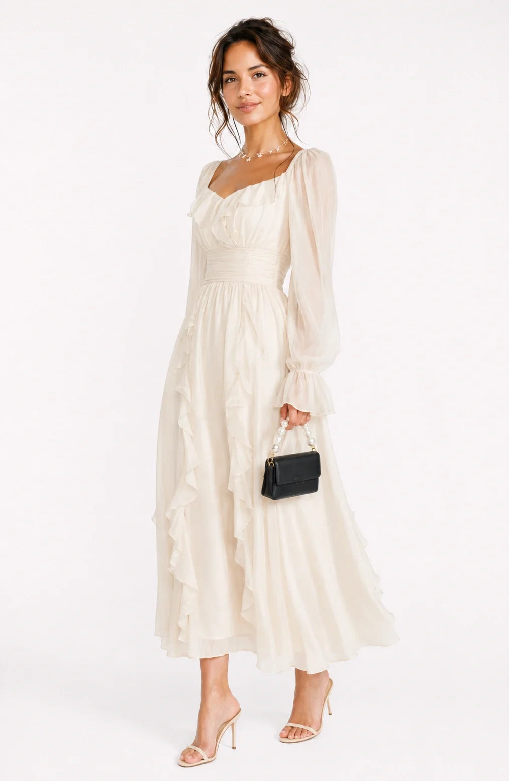 Jovera Joyce Lumière Ivoire Ruffle Maxi Dress