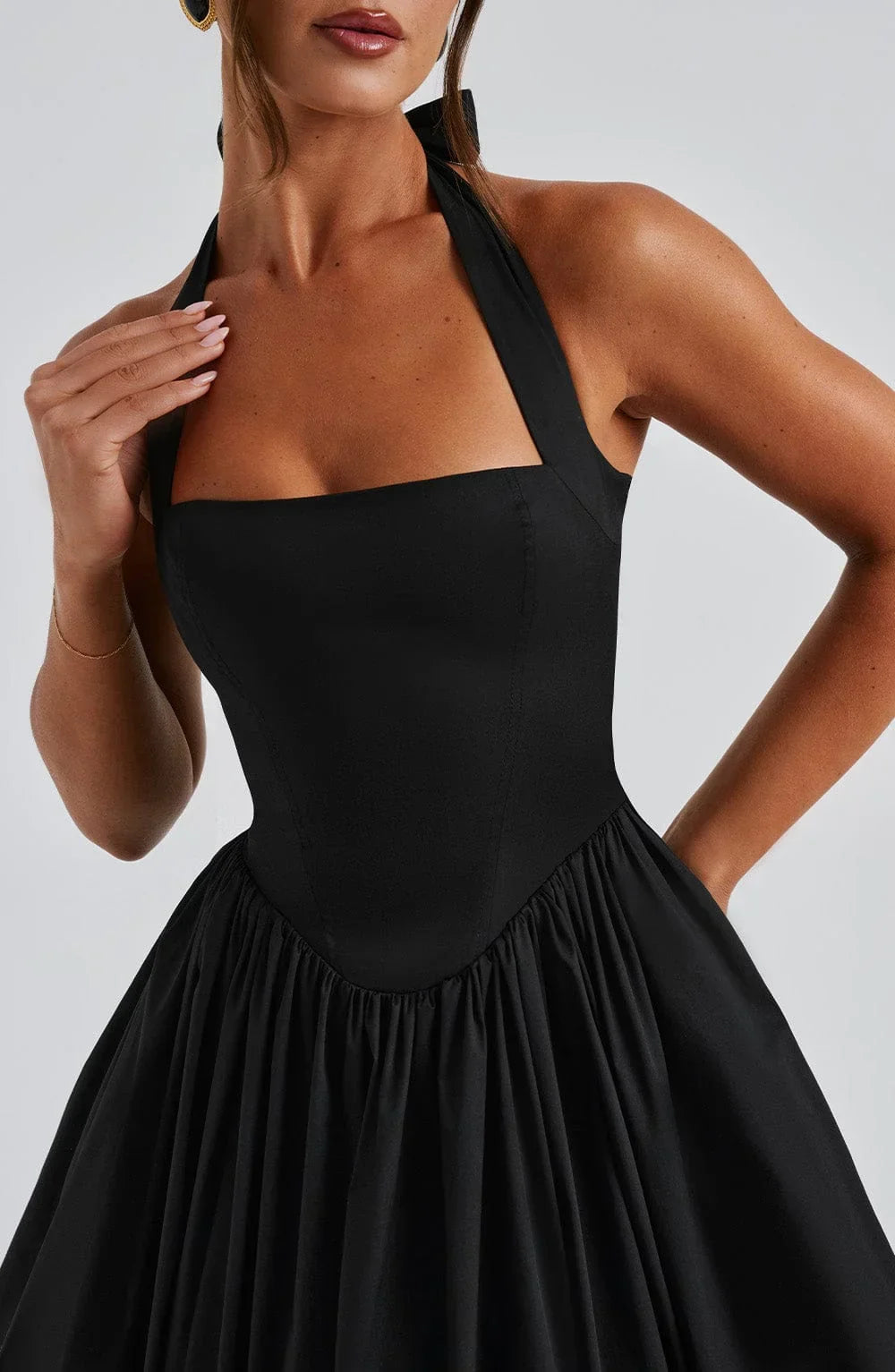 Hanging Collar Sexy Slim Fit Backless Mid-length Sweet Mesh Temperament Dress Jovera Joyce
